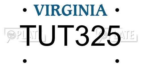 TUT325 Virginia License Plate