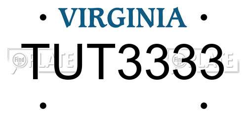 TUT3333 Virginia License Plate