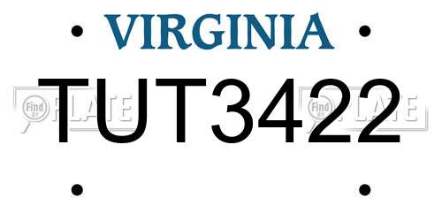 TUT3422 Virginia License Plate