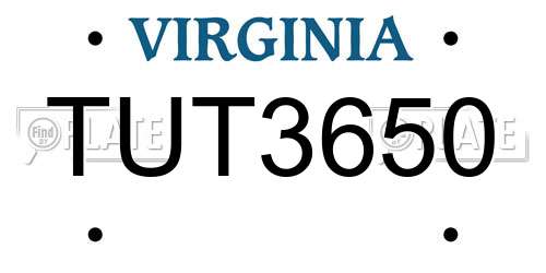 TUT3650 Virginia License Plate