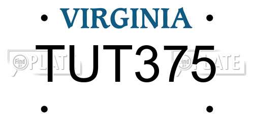TUT375 Virginia License Plate
