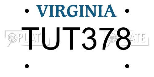 TUT378 Virginia License Plate