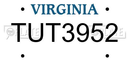TUT3952 Virginia License Plate