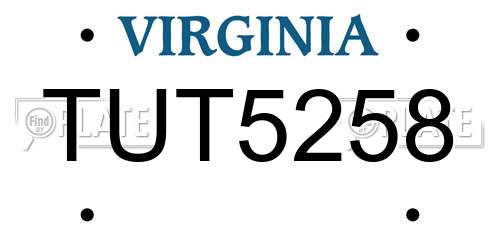 TUT5258 Virginia License Plate
