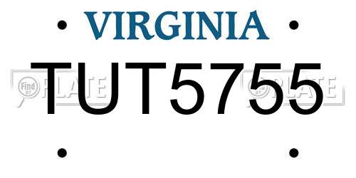 TUT5755 Virginia License Plate