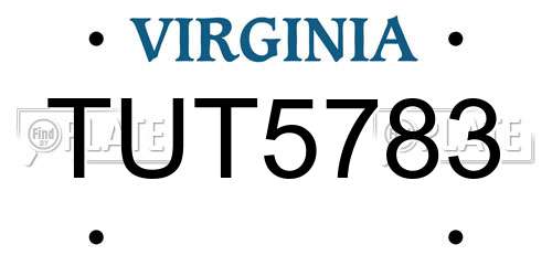 TUT5783 Virginia License Plate