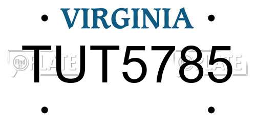 TUT5785 Virginia License Plate