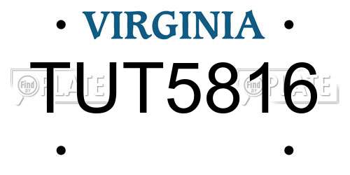 TUT5816 Virginia License Plate