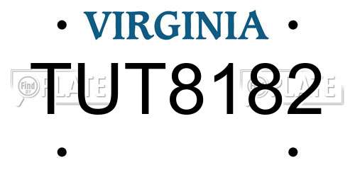 TUT8182 Virginia License Plate