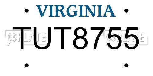 TUT8755 Virginia License Plate