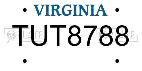 TUT8788 Virginia License Plate