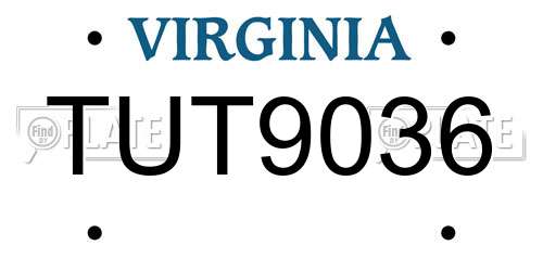 TUT9036 Virginia License Plate