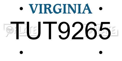 TUT9265 Virginia License Plate