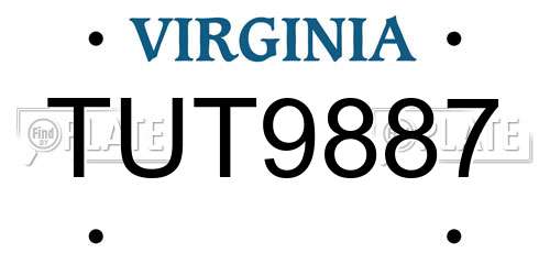 TUT9887 Virginia License Plate