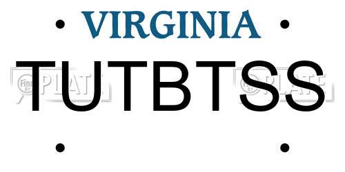 TUTBTSS Virginia License Plate