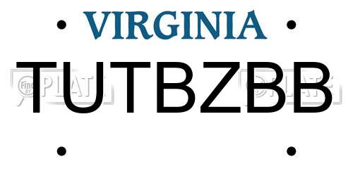 TUTBZBB Virginia License Plate