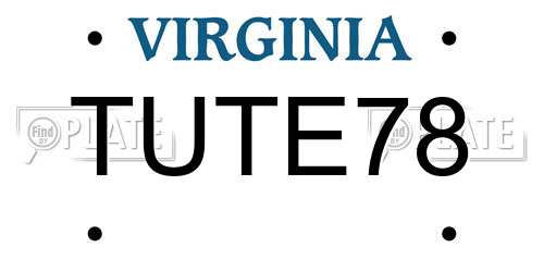 TUTE78 Virginia License Plate