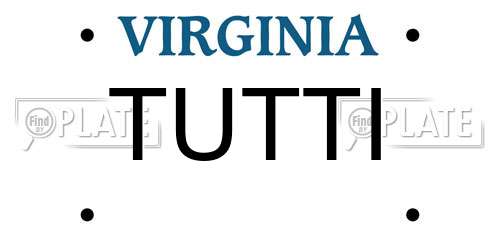 TUTTI Virginia License Plate