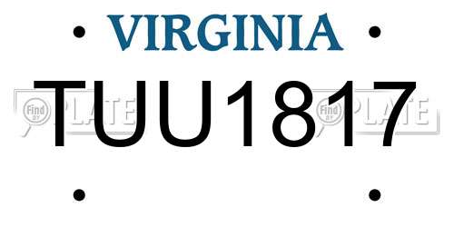 TUU1817 Virginia License Plate