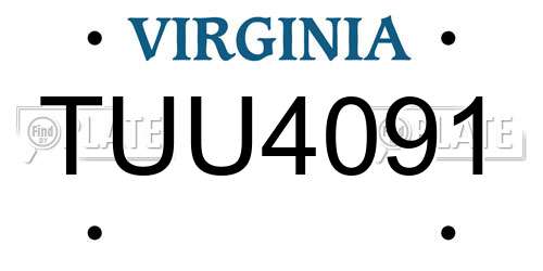 TUU4091 Virginia License Plate