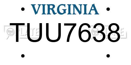 TUU7638 Virginia License Plate