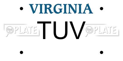 TUV Virginia License Plate