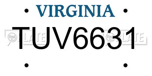 TUV6631 Virginia License Plate