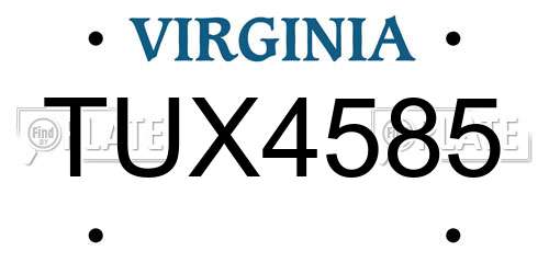TUX4585 Virginia License Plate