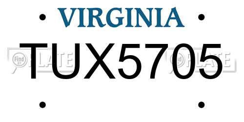 TUX5705 Virginia License Plate