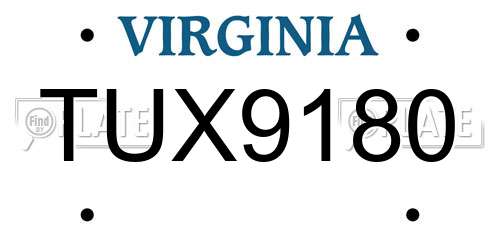 TUX9180 Virginia License Plate