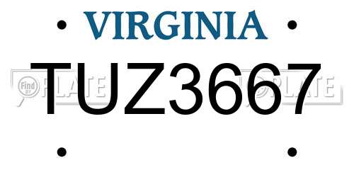 TUZ3667 Virginia License Plate