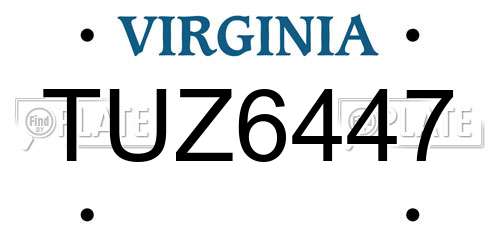 TUZ6447 Virginia License Plate