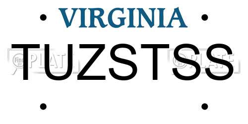 TUZSTSS Virginia License Plate