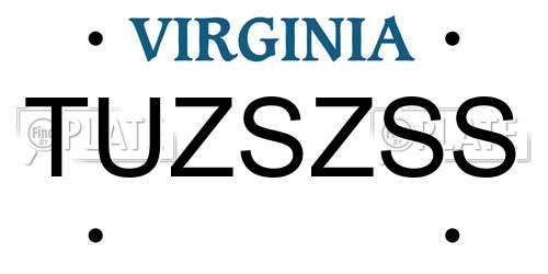 TUZSZSS Virginia License Plate