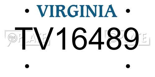 TV16489 Virginia License Plate