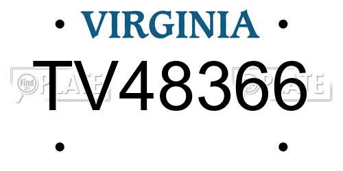 TV48366 Virginia License Plate