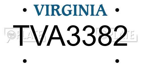 TVA3382 Virginia License Plate