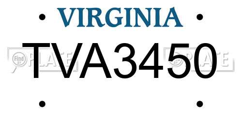 TVA3450 Virginia License Plate
