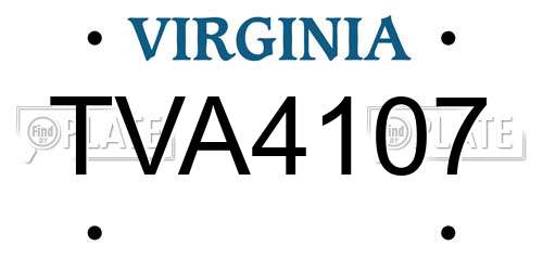 TVA4107 Virginia License Plate
