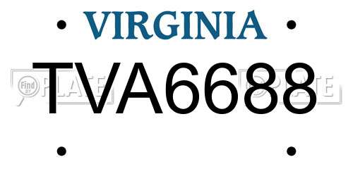 TVA6688 Virginia License Plate