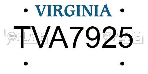 TVA7925 Virginia License Plate