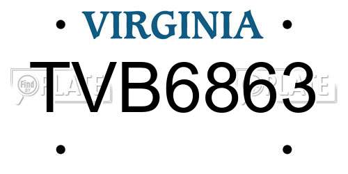 TVB6863 Virginia License Plate