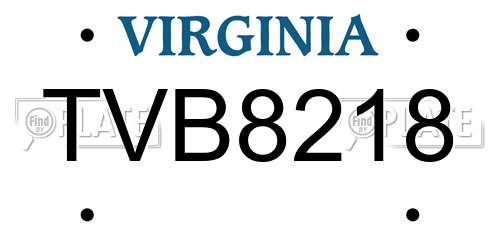 TVB8218 Virginia License Plate