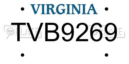 TVB9269 Virginia License Plate