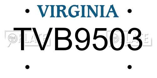 TVB9503 Virginia License Plate