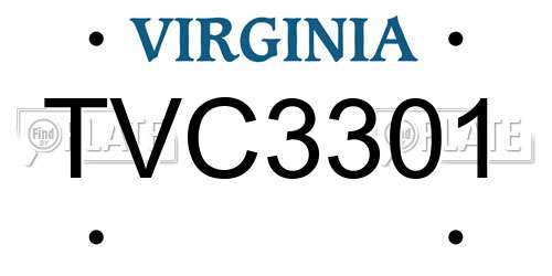 TVC3301 Virginia License Plate