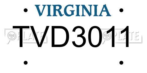 TVD3011 Virginia License Plate