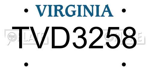 TVD3258 Virginia License Plate