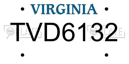 TVD6132 Virginia License Plate