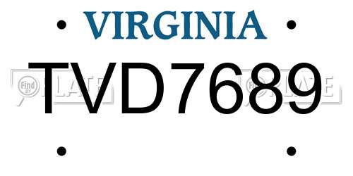 TVD7689 Virginia License Plate